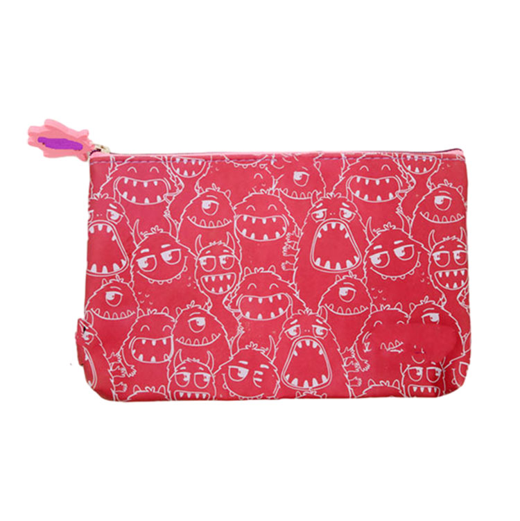 Printed Monster Face Leather Pencil Case